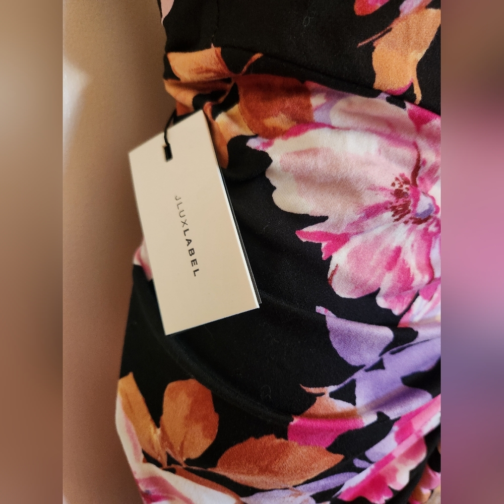 JLUXLABEL Jess Floral Ruched Braided One-Shoulder Midi Dress SzXS  NWT - Picture 11 of 16